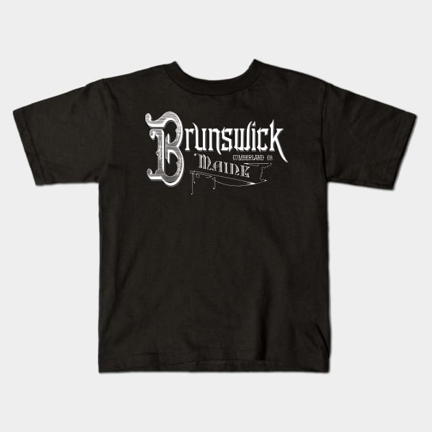 Vintage Brunswick, ME Kids T-Shirt by DonDota